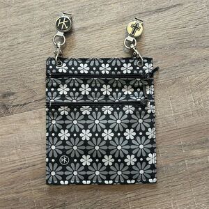 Hipklips Unisex Crossbody Bag Black & White Floral Casual Compact
